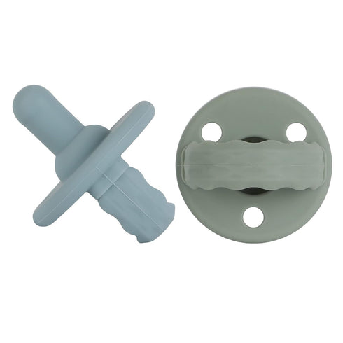 3 4-Pack x2 x2) Soother Pacifier,Food Grade Silicone Pacifiers with Handle & Holes for Added Safety, BPA Free, (Sage /