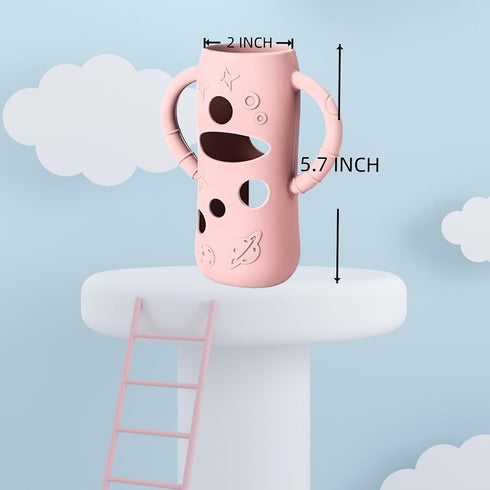 Frezonika 4 5 Pcs Silicone Pink Sleeves for Lansinoh (Old Style) Anti-Colic Glass Baby Bottles, Drop Protection