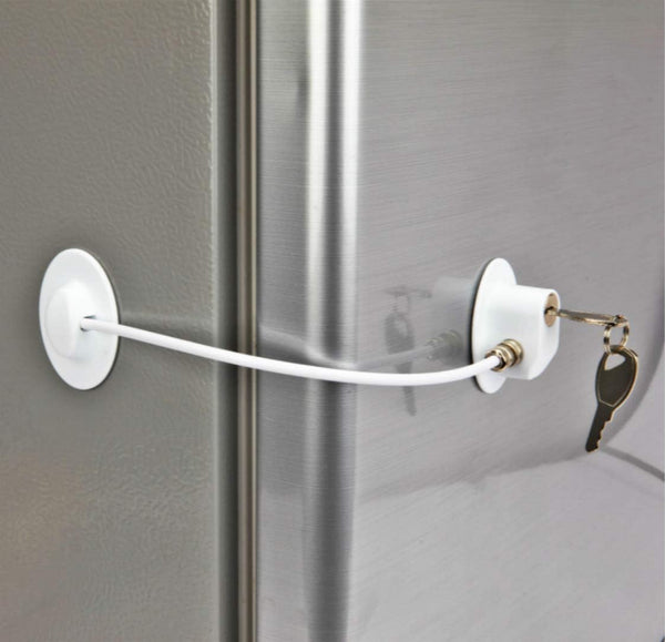 1 Pack Refrigerator Lock with 2 Keys, Dorm Freezer Door Lock and Child Safety Cabinet Lock with Strong Adhesive