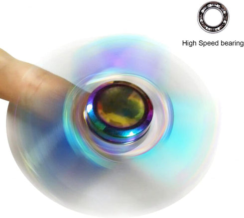Metal Rainbow Fidget Spinner Toys, High Speed Bearing Stress Reducer for Adults and Children, Office Desk Gadget