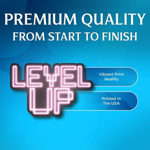 Level Up Neon Game Video Gamer Stickers - Premium Quality Vinyl Bumper Stickers 2-Pack Made in USA