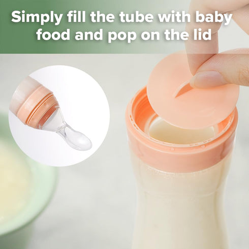 Haakaa Silicone Baby Food Dispensing Spoon Feeder 4oz, Infant Squeeze Feeder for Puree and Solid Food