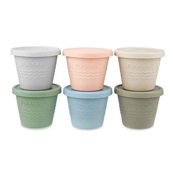PandaEar 6 Pack Silicone Baby Food Storage Containers (4 oz) -Leakproof &