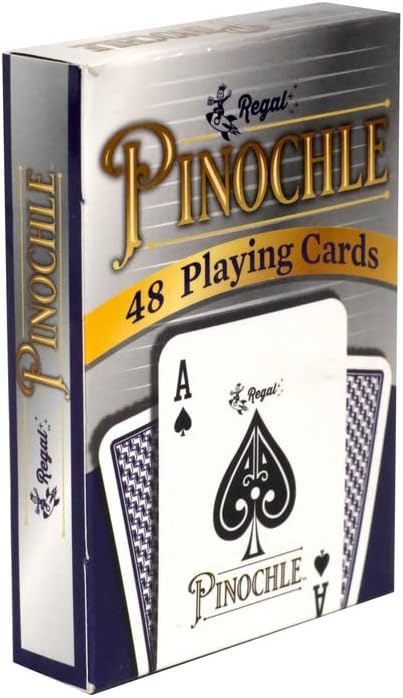 2 Pack Set 2 2-4 Regal Games Pinochle Playing Cards - Adult Card Game with Score Sheets & Deck of Pinochle Cards