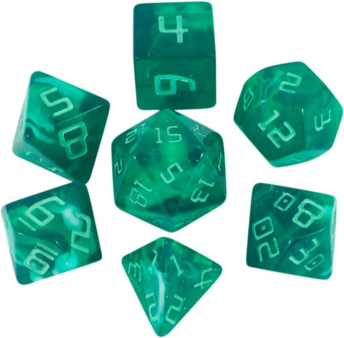 Starfarer 'Quasar' Sci-Fi RPG Dice - Dark Green with White Swirls
