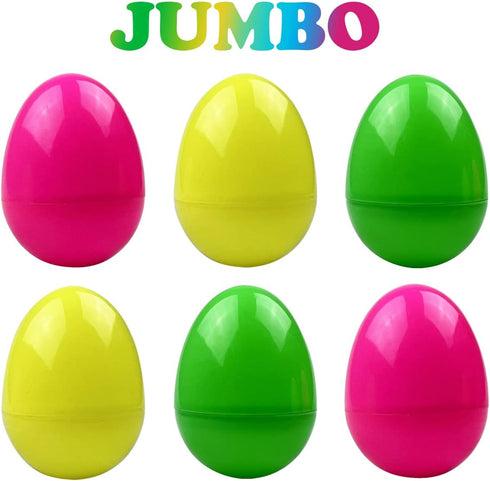 JoFAN 6 Pack Prefilled Jumbo Plastic Easter Eggs with Light Up Dinosaur Bath Toys Inside for Kids Boys Girls Toddlers