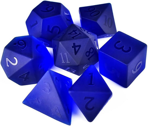 Blue Gemstone DND Dice Set, 7PCS Polyhedral Gem Stone Dice for Role Playing Game