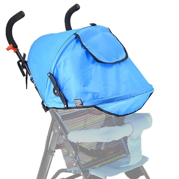Baby Stroller Sun Shade Cover, Universal Canopy Awning for Pushchair, Baby Buggy with Pockets and Mesh Window (Blue)