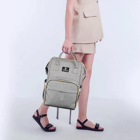 ZOUNICH Multifunction Waterproof Diaper Bag Backpack, Stylish Nappy Travel Bag with Changing Mat, Gray