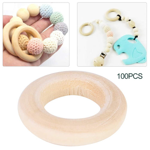Generic 100Pcs Set, 25mm Wooden Rings Wooden Ring for Hanging Decorations Pendant Teethers