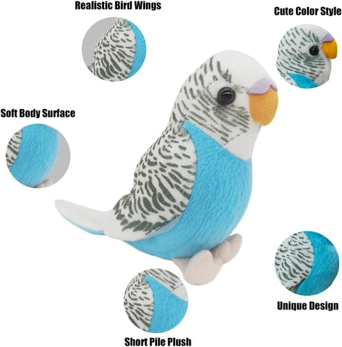 1 5.5 inches, Pcs Stuffed Parakeet Toy, Budgerigar Plush Toy, Parakeet Soft Toy, Stuffed Bird for Kids, Blue