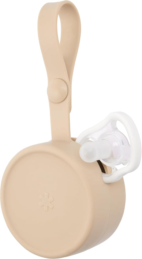 2 Skip Hop Baby Silicone Pacifier Holder Case with Easy-Access Opening and Strap, Fits Pacifiers, Oat