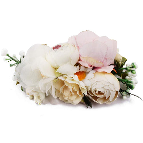 Baby Girl Floral Headbands - 3pcs Handmade Nylon Flower Crown Elastic Hairband, Newborn Toddler Accessories for Girls