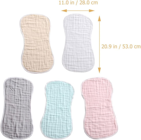 PERSELOSO 5pcs Multipack Burp Cloths Newborn Cotton Washcloths Soft Absorbent Feeding Burping Rags for Babies Spit-up