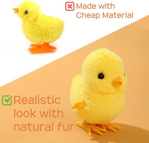 HawaStar (Pack 4) Easter Wind-Up Plush Toys Fluffy Realistic Jumping Chicks & Ducks for Kids