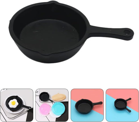 Ciieeo 10Pcs Dollhouse Miniature Plastic Frying Pans Miniature Pots Dollhouse Kitchen Cooking Accessories Plastic Cooking Frying Pan