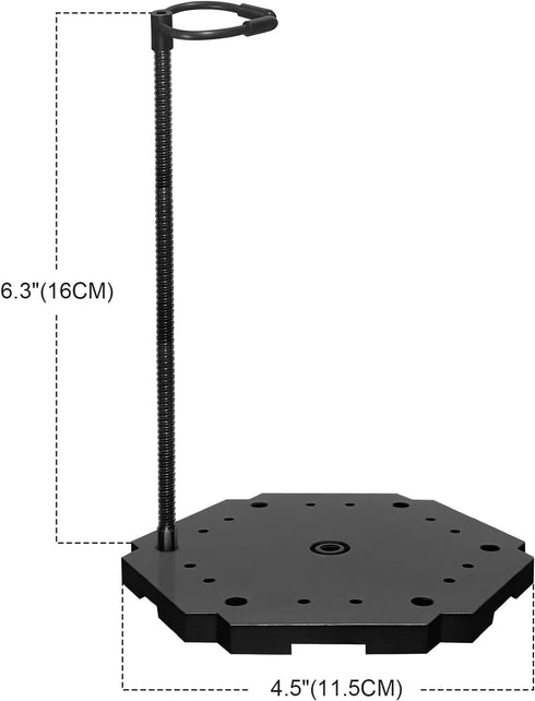 XyviLokit 6Pack 1/144 Black Action Figure Display Stand with Flexible Metal Arms & Waist Clip, Metal Figure Stand