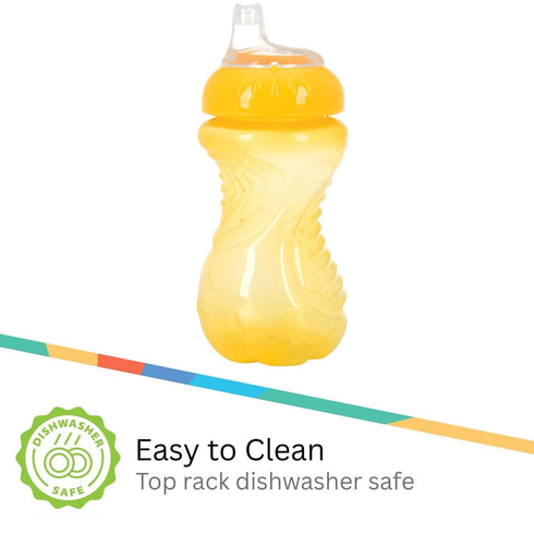 3 Pack Nuby No Spill Toddler Sippy Cups - Toddler Cups Spill Proof with Easy and Firm Grip - Aqua, Coral, Yellow