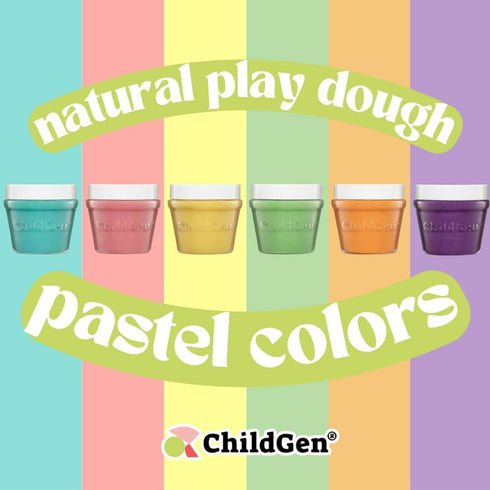 Set, 6-Pack 4.5-Ounce ChildGen Natural Play Dough Non-Toxic, Super Soft, Long Lasting Playdough, Modeling Dough, Kids