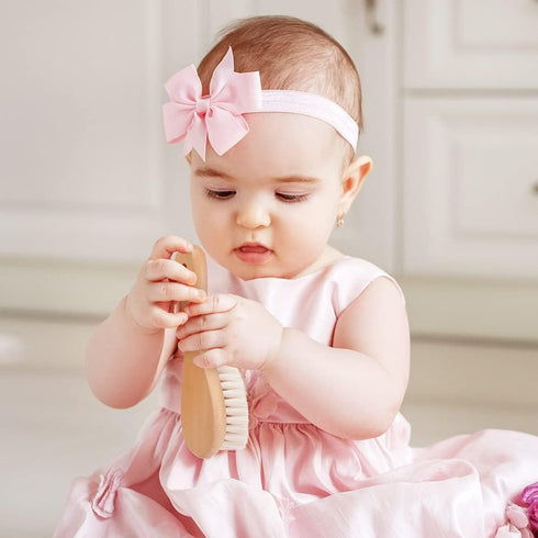 Set 2pk haakaa Baby Hair Brush and Comb for Newborns & Toddlers - Natural Soft Wool Bristles and Wooden Handle, Gently
