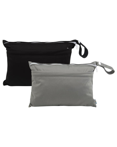 babygoal Wet Dry Bags for Baby Cloth Diapers, Washable Travel Bags with Two Zippered Pockets, 2 Pack Small Size