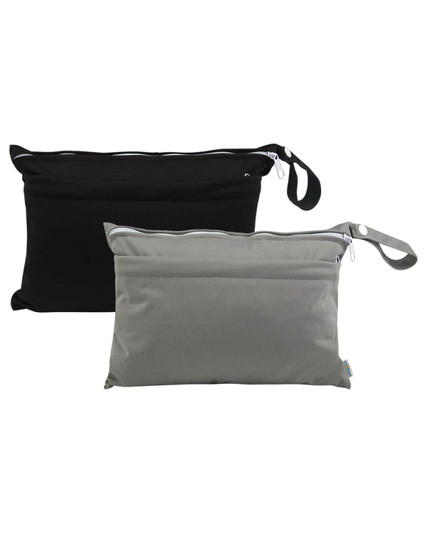 babygoal Wet Dry Bags for Baby Cloth Diapers, Washable Travel Bags with Two Zippered Pockets, 2 Pack Small Size
