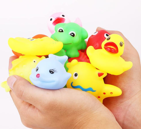 18 PCS Preschool Bath Toys Set - Rubber Cute Sea Animals, Duck Toy for Infants 6-12 Months, Bathtub Toys