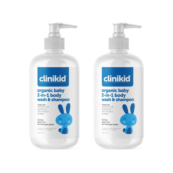 Clinikid Organic Baby 2-in-1 Body Wash & Shampoo, Deeply Cleanses the Skin and