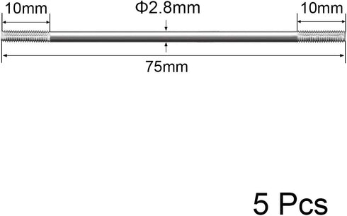 uxcell M3x75mm Pushrod Connector Stainless Steel Rod Linkage,for RC Boat,Car,Airplane,Helicopter,5pcs