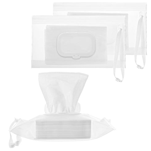 JIYIN Portable Wet Wipe Pouch Dispenser, 3 Pcs Clear Wipe Dispenser Reusable Refillable