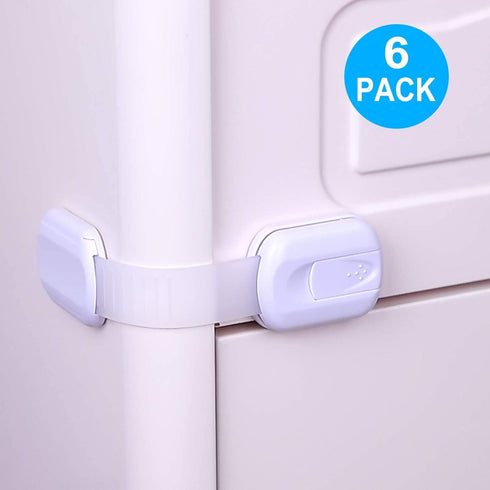 Baby Locks (6-Pack) for Child Safety Cabinet Proofing - Easy Adhesive Drawer Door Latches, No Screws & Magnets