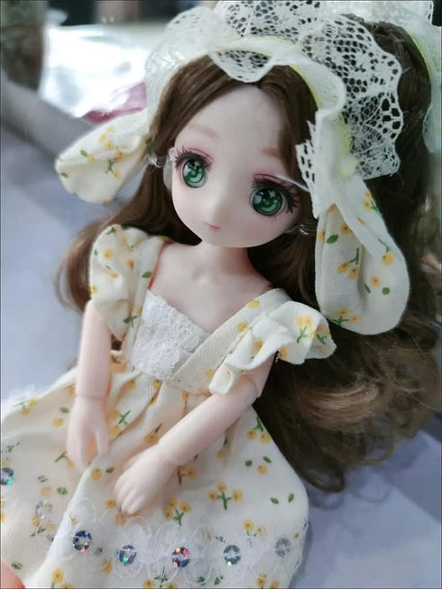 Anime BJD Doll 1/7 SD Dolls, 9 Inch 18 Ball Jointed Doll, DIY Toys with Clothes, Best Gift for Girls Kids