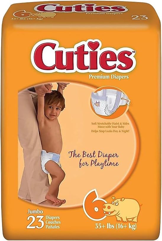Cuties 72926 Premium Jumbo Diapers Size 6 92/PK (CR6001)