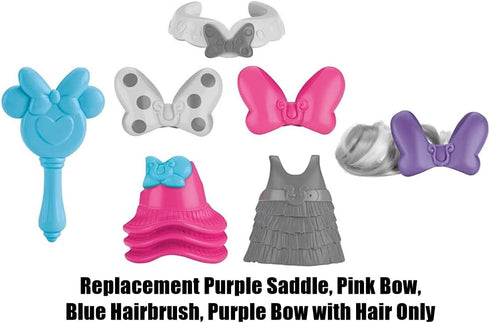 Disney Minnie Mouse Jump 'n Style Pony Stable Playset - BJP02 Replacement Part with Purple Saddle, Pink Bow, Blue