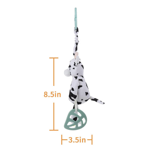 Apricot Lamb Baby Stroller or Car Seat Activity and Teething Toy, Features Plush Cow Character, Gentle Rattle Sound & Soft Teether, 8.5 Inches