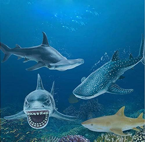 Gemini & Genius Great White Shark Hammerhead Shark Toy Set - 10 Inches Ocean Model Educational Figures