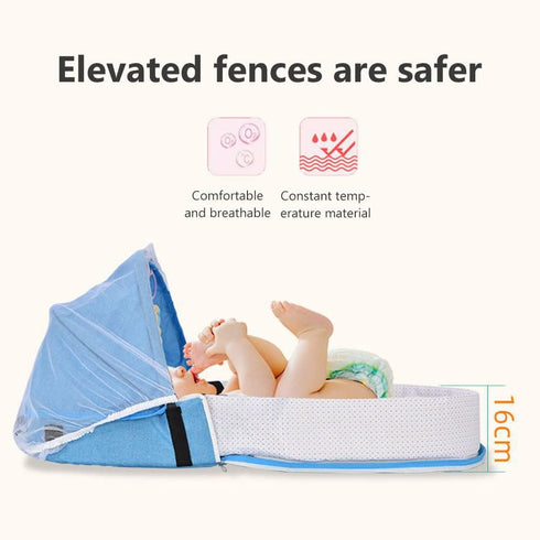 Dan&Dre 018 Baby Travel Cot with Mesh Cover and Canopy Foldable Crib with Toy Bar, Converts to Carry Bag, for Ages