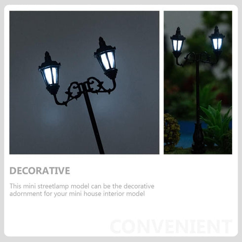 Yardwe 2pcs Miniature Street Light Model, 1:87 Road Light Micro Landscape Ornament for Outdoor Decor