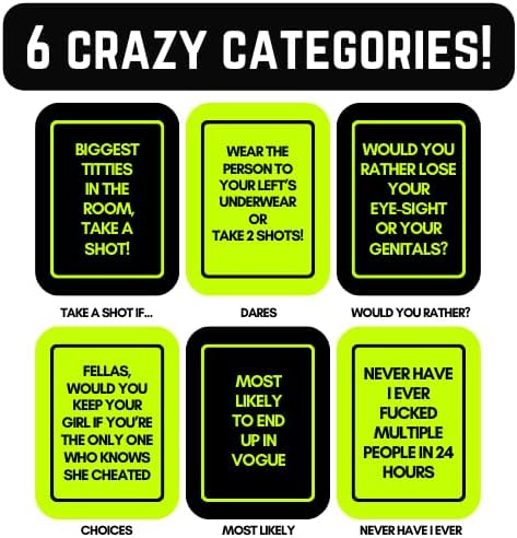 Drinking Card Games for Adults - 150 Cards & 6 Categories for Game Night, College Parties, and Bachelorette Parties