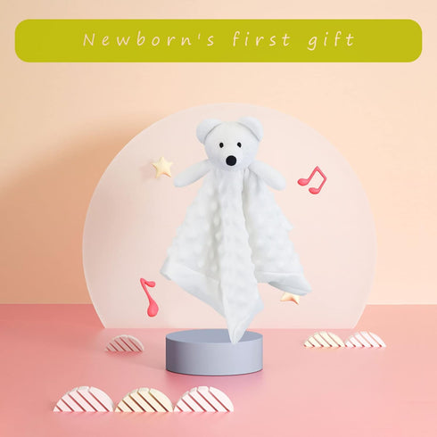 Baby White Polar Bear Soft Stuffed Animal Security Blanket, 13" Plush Character Lovey