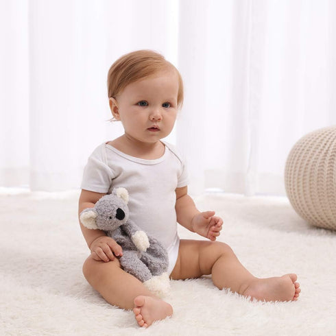 Apricot Lamb Stuffed Animals Security Blanket, Gray Koala Infant Nursery Character Blanket, Luxury Snuggler Plush (Gray