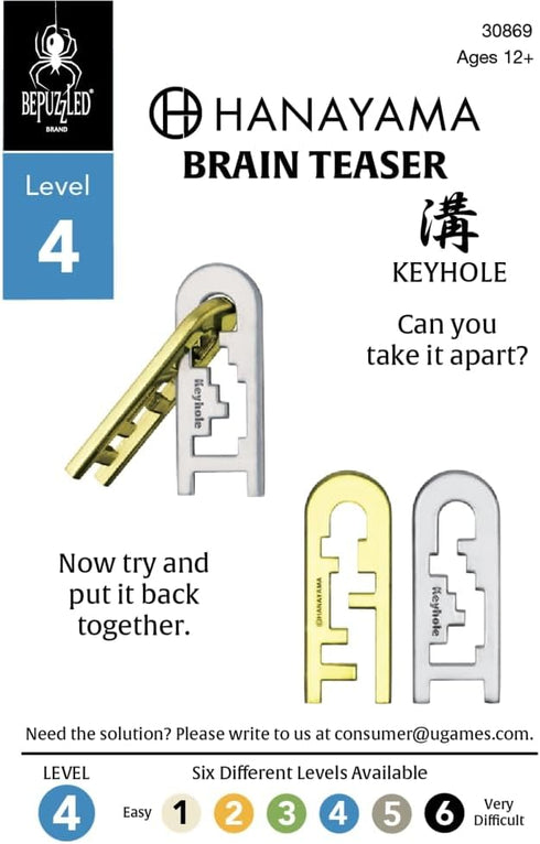 BePuzzled Keyhole Hanayama Metal Brainteaser Puzzle, Mensa Rated Level 4, Ages 12 and Up