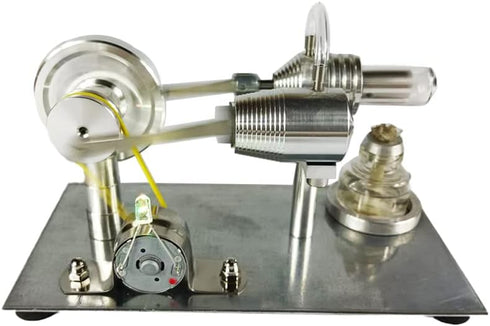 Qing Shuang Stirling Engine Steam Engine Physics Experiment, Educational Toy Generator with Colorful LED
