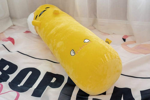 futurecos Cute Yellow Long Egg Plush Toy, 68CM Round Pillow, Lazy Egg Stuffed Doll for Decorative Bed Decor Gift