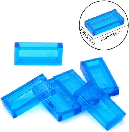 Transparent Dark Blue 1×2 Tile - 700 Parts Flat MOC Bricks, Bulk Building Blocks for Toy Accessories