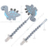 Baby Teething Toys for 3-12 Months, Dinosaur Teether Pain Relief Toy with Pacifier Clip Holder Set, Freezer Safe (Grey)