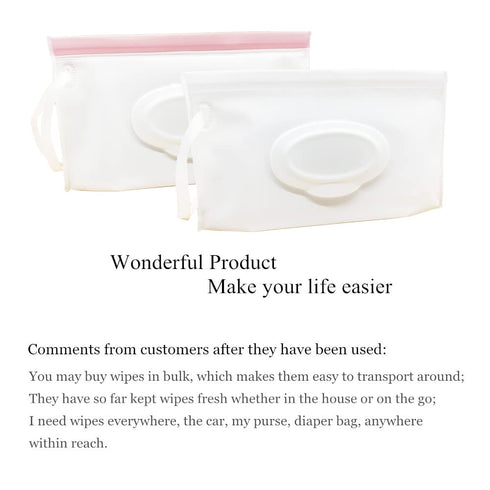 (4 Pack, Portable Refillable Wet Wipe Pouch, Reusable Travel Wipes Holder & Case, Lightweight Flushable Diaper Wipes