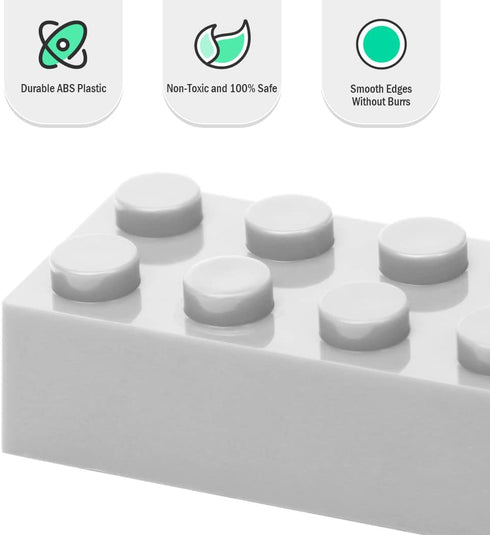 Classic Building Bricks, 100 Piece 2x4 Building Blocks, STEM Creative Toys Compatible with Major Brands, Light Grey