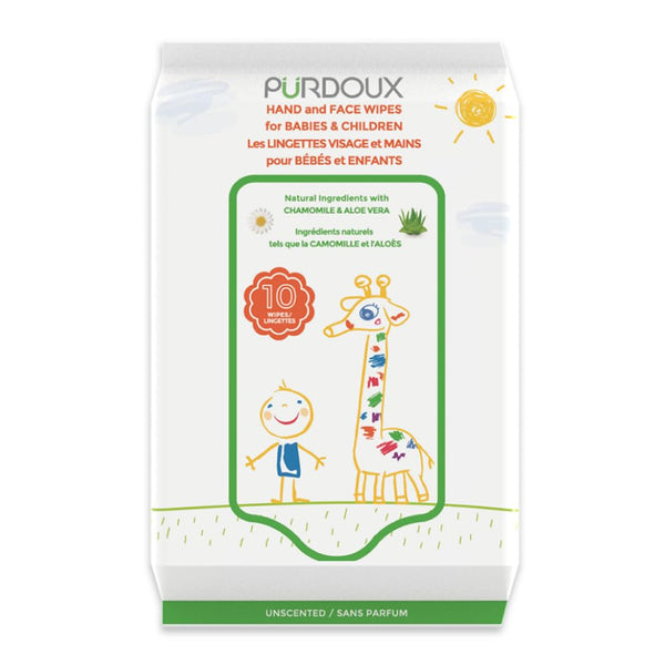 PURDOUX TM Hand and Face Wipes for Babies and Children 120 Wipes