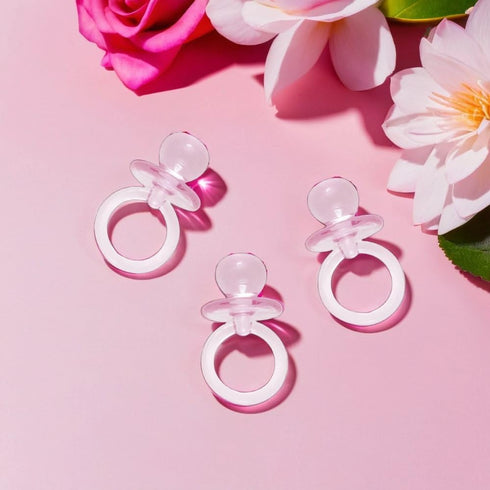 Unique 18 1 inch Small Pink Acrylic Crystal Pacifier Favors - Pieces, - Adorable Party Decorations for Baby Showers